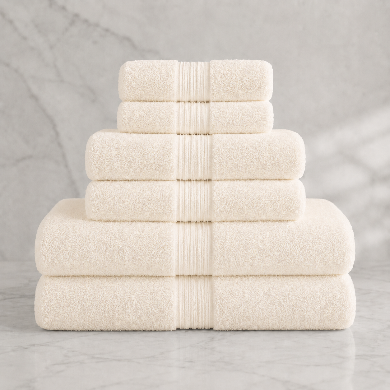 Turkish Cotton 6-Piece Towel Set - Warm Ivory