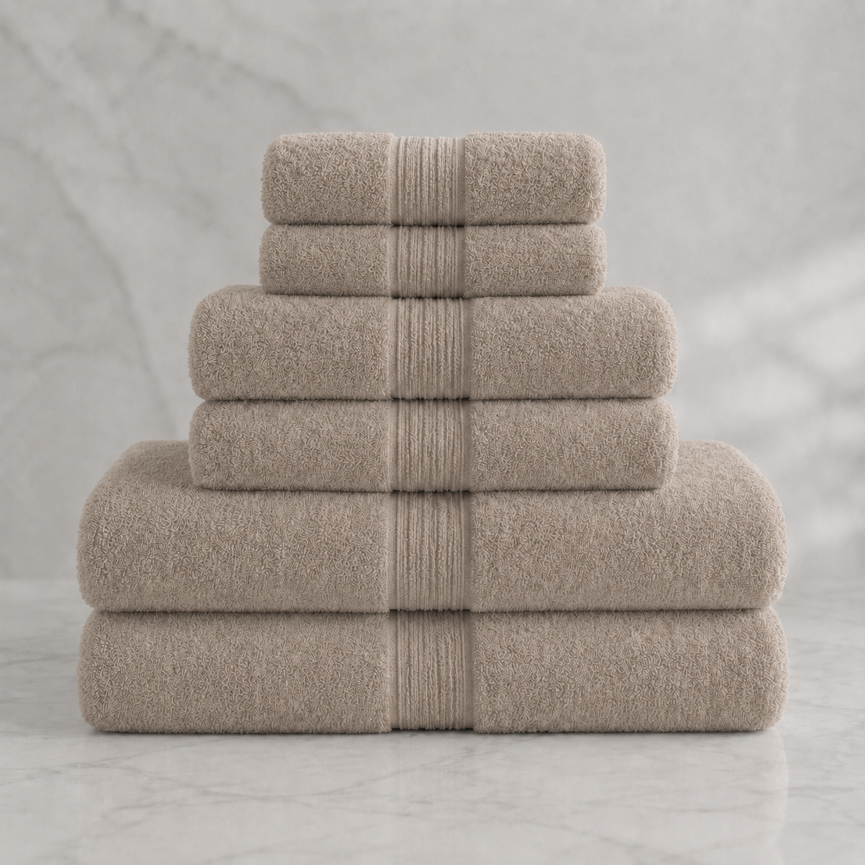 Turkish Cotton 6-Piece Towel Set - Warm Taupe